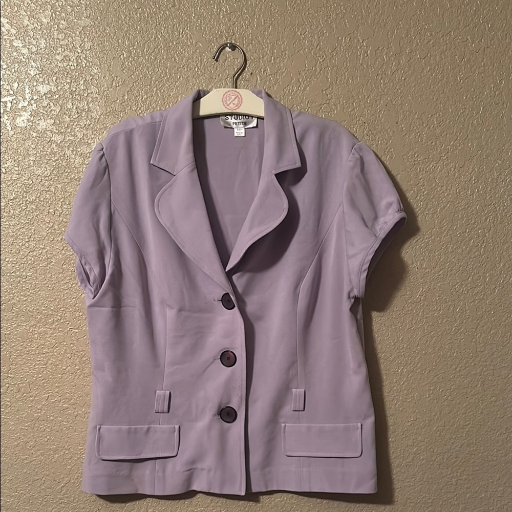 Studio petite 14 P Lavender Short-Sleeve Women's Blazer